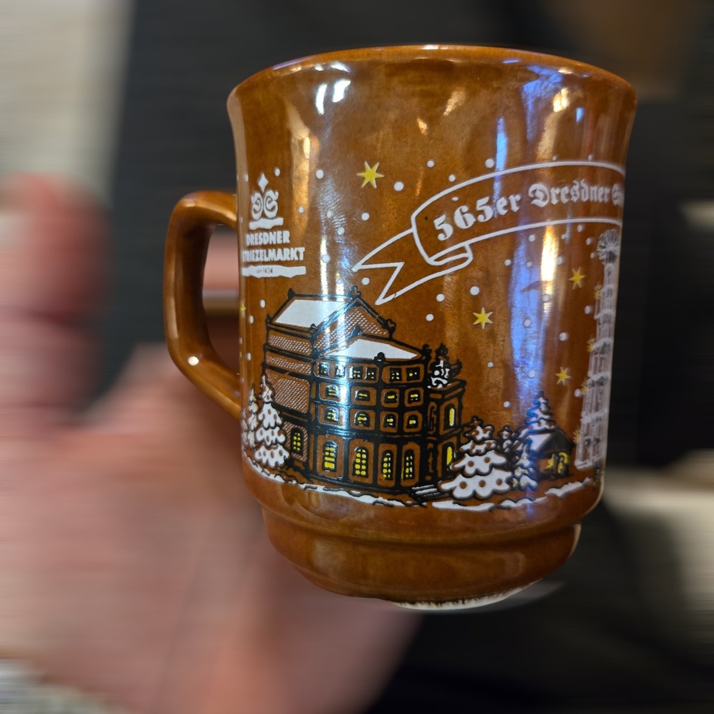 VTG 1999 Dresdner Striezelmarkt Coffee Tea Mug‎ Brown Gluhwein Christmas Germany - Picture 4 of 6